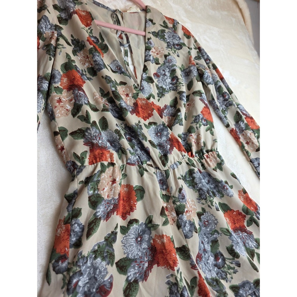 Cotton Candy Floral Print Long Sleeve Ruffle Hem‎ Romper Women's Size Small - Picture 2 of 6